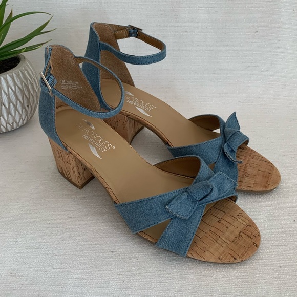 Aerosoles Heelrest Cuff Link Vintage Denim Ankle Strap Sandals Woman’s 7M - Picture 3 of 13